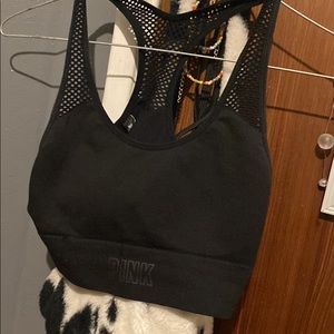 Black pink sports bra